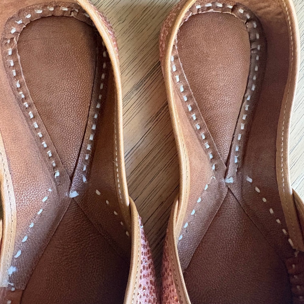 NWOB Swarovski Rhinestone Flats Pink Leather Jutti Mojari, Punjabi Jutti SIZE 6 - Picture 9 of 9